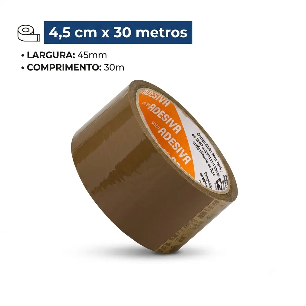 Fita Adesiva Larga Marrom 4,5 cm x 30 metros Empacotamento