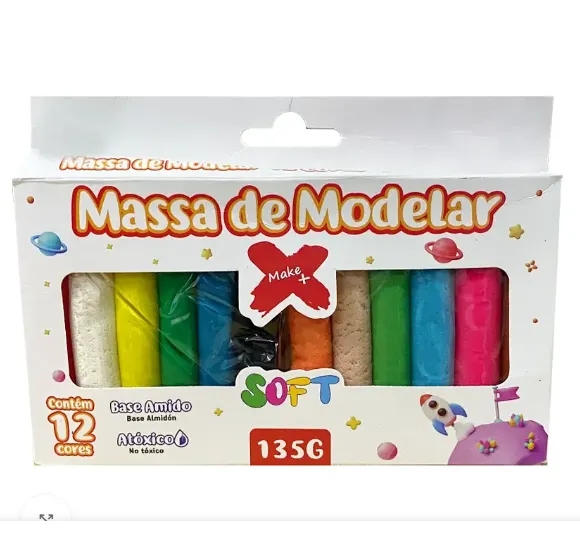 MASSA DE MODELAR SOFT 12 CORES 135G REF. 13277 MAKE+