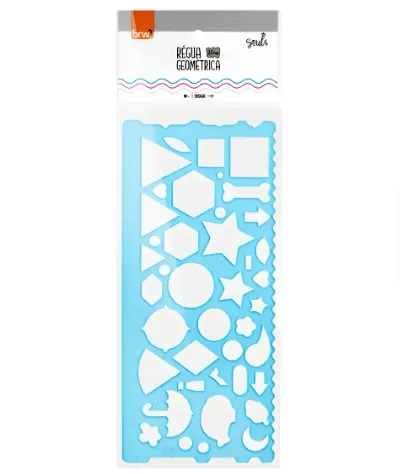 REGUA 20CM GEOMETRICA CORES SORTIDAS - BRW